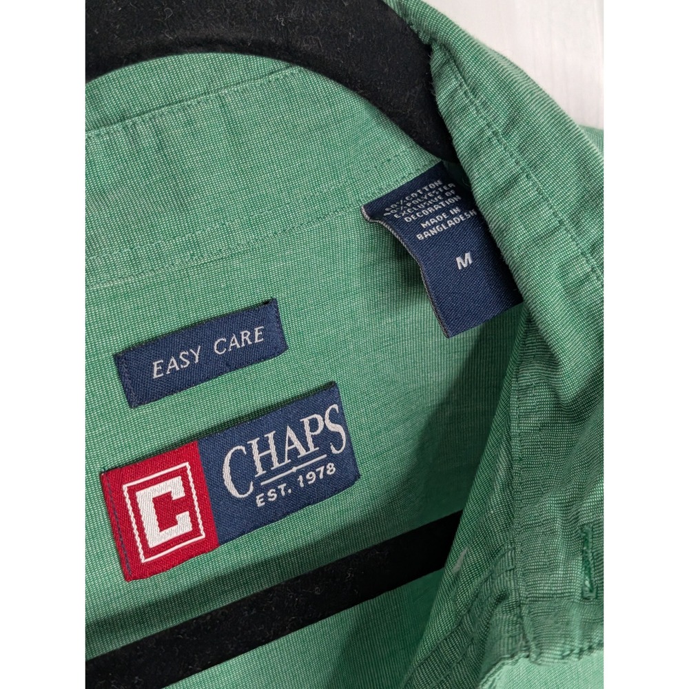 Chaps Mens Long Sleeve Button Down Shirt Canoe Green Easy Care M 750503702003 - Picture 2 of 9